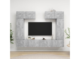6 Pcs Conjunto De Mã³veis De Tv Derivados Madeira Cinza Cimento DKD HOME DECOR