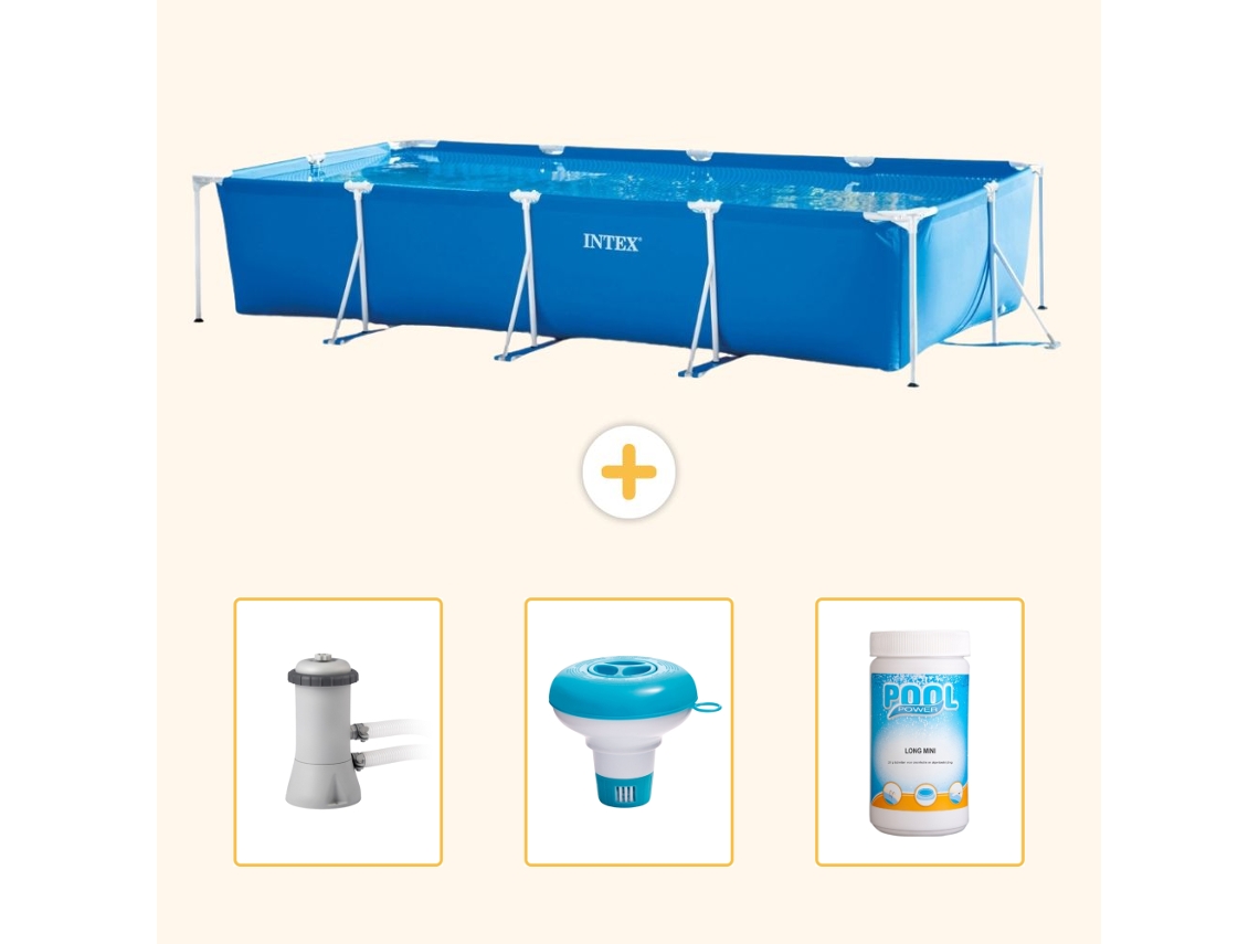 Intex Piscina Com Estrutura Retangular - 450x220x84 Cm - 4-peças Scb77