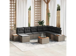 Vidaxl Conjunto De Sofá De Jardim 9 Pcs Cinzeto Polirattan