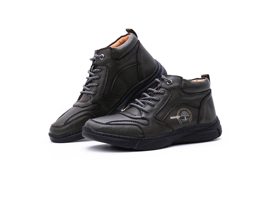 Marrons 8.5 Botas Masculinas Cano Alto Couro Pu Forradas Pele Quentes Antiderrapantes Impermeáveis Casuais Montanhismo Caminhadas