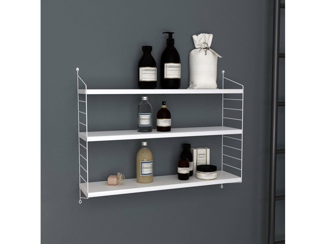 Conjunto de 3 prateleiras de parede de Strängnäs de 3 níveis ajustáveis ​​50 x 60 x 15 cm branco fosco branco [EN.CASA]