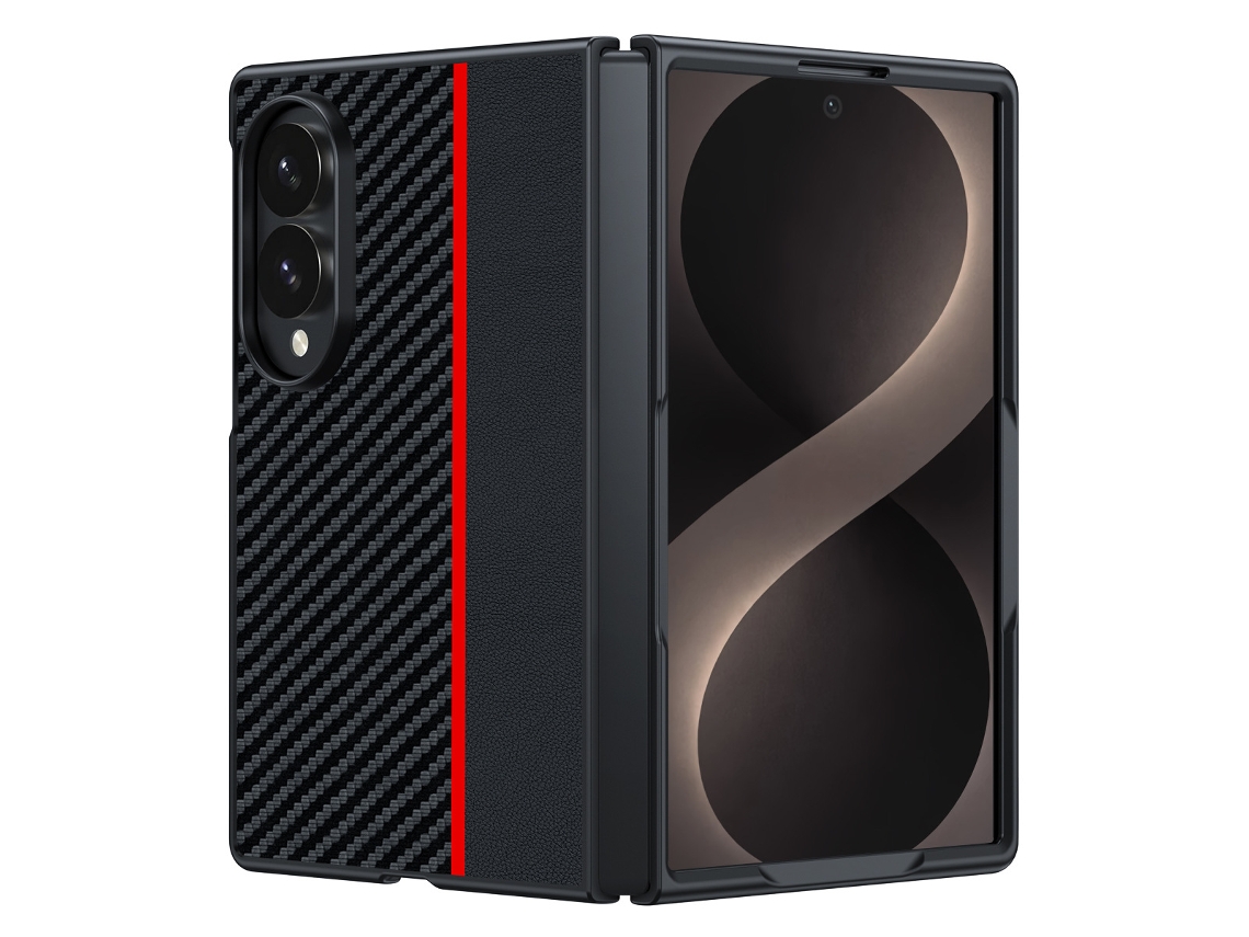 Capa Para Samsung Galaxy Z Fold8, Capa Protetora Ultrafina Em Couro Pu Gertiz (preto Vermelho)