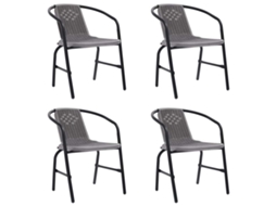 Vidaxl Cadeiras De Jardim 4 Pcs Vime Plástico E Aço 110 Kg