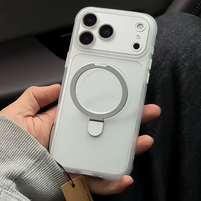 Capa Transparente Para Iphone 15 Com Carregamento Sem Fio Magnético Fosco, Suporte E Transparência.