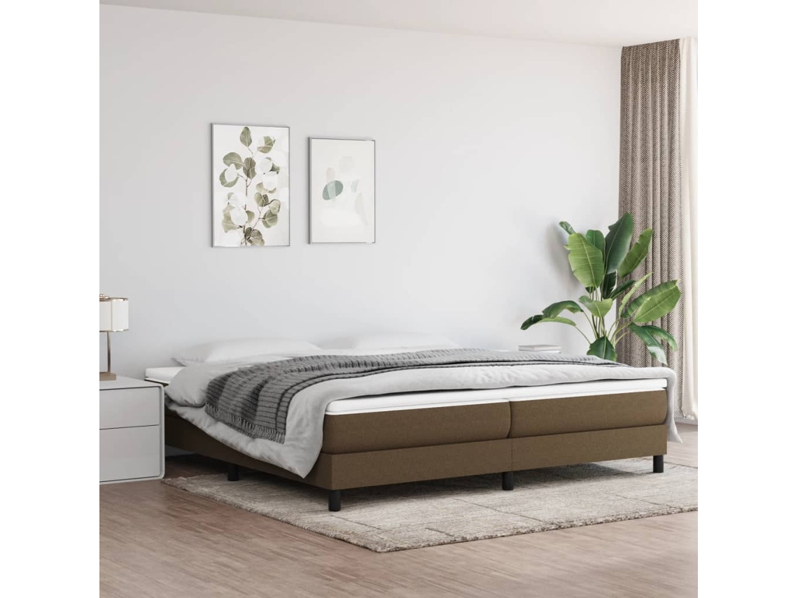 Vidaxl Estrutura de Cama com Molas 200x200 Cm Tecido Castanho escuro