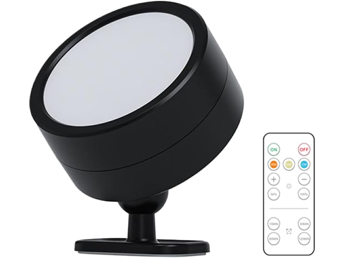 Candeeiro de Parede Decorativo com Comando e Interruptor, Material Abs, Cor Preto PRIME KANG