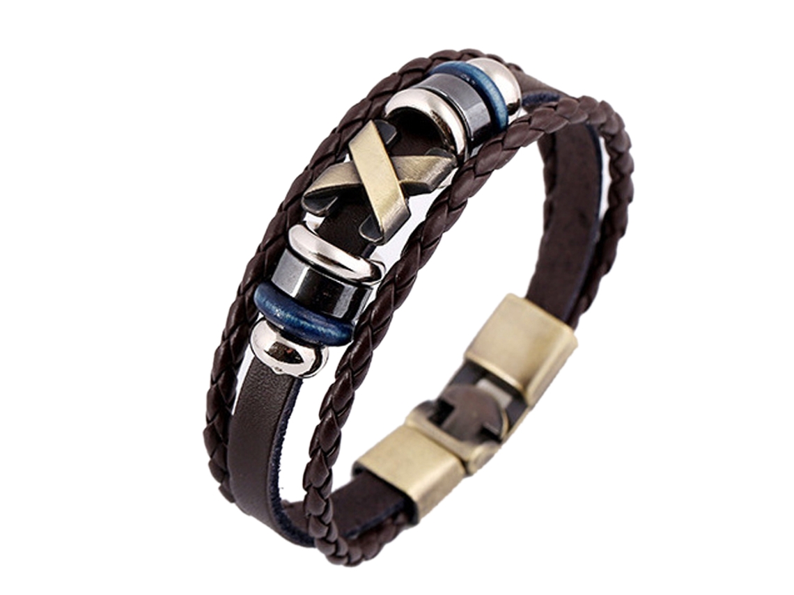 Pulseira De Couro Vintage Unissex