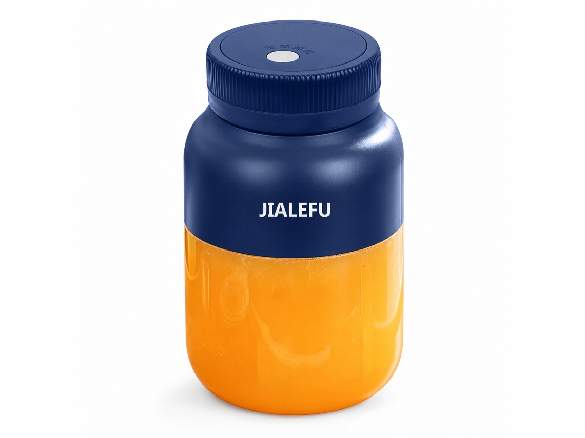 Liquidificadora Portátil Elétrica Azul, 38 Lâminas, Copo 1300 Ml, Capacidade De Sumo 800 Ml, 2 Tampas, Palhinha E Alça Jialefu