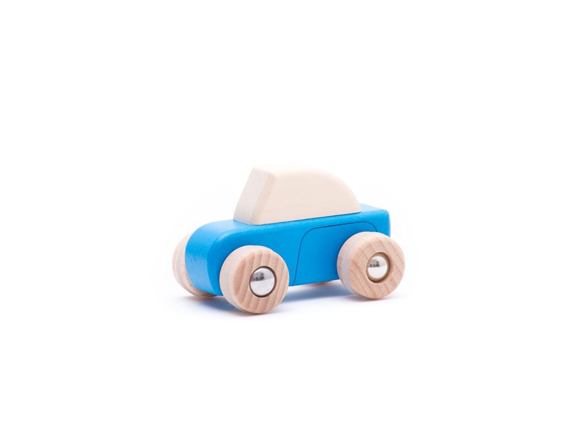 Carrinho De Madeira Bajo Azul Com Mecanismo De Fricção Brinquedo Sustentável