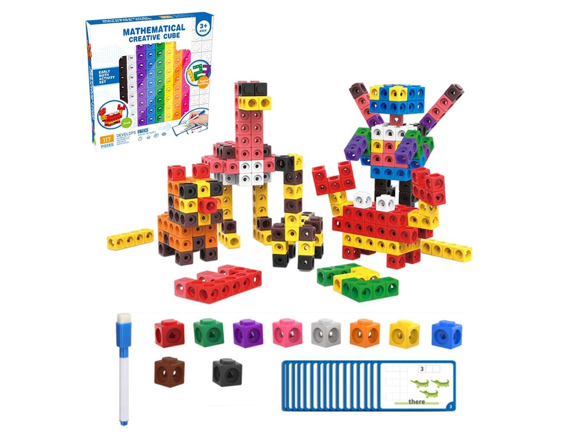 Cubos De Enlace Matemáticos Bloques De Construcción Juguetes Educativos Para Niños Con Tarjetas Y Lápiz