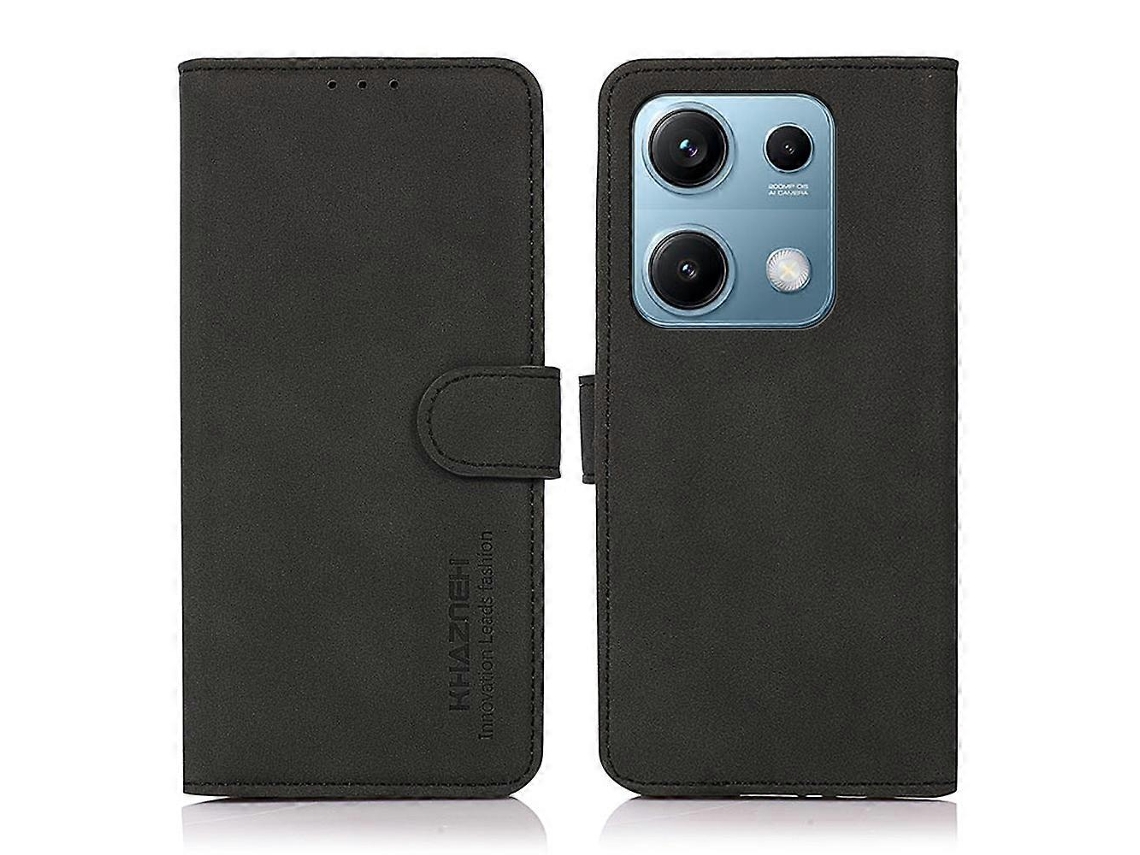 Capa Tipo Carteira De Couro Sintético Khazneh Para Xiaomi Redmi Note 14s 4g, Preta