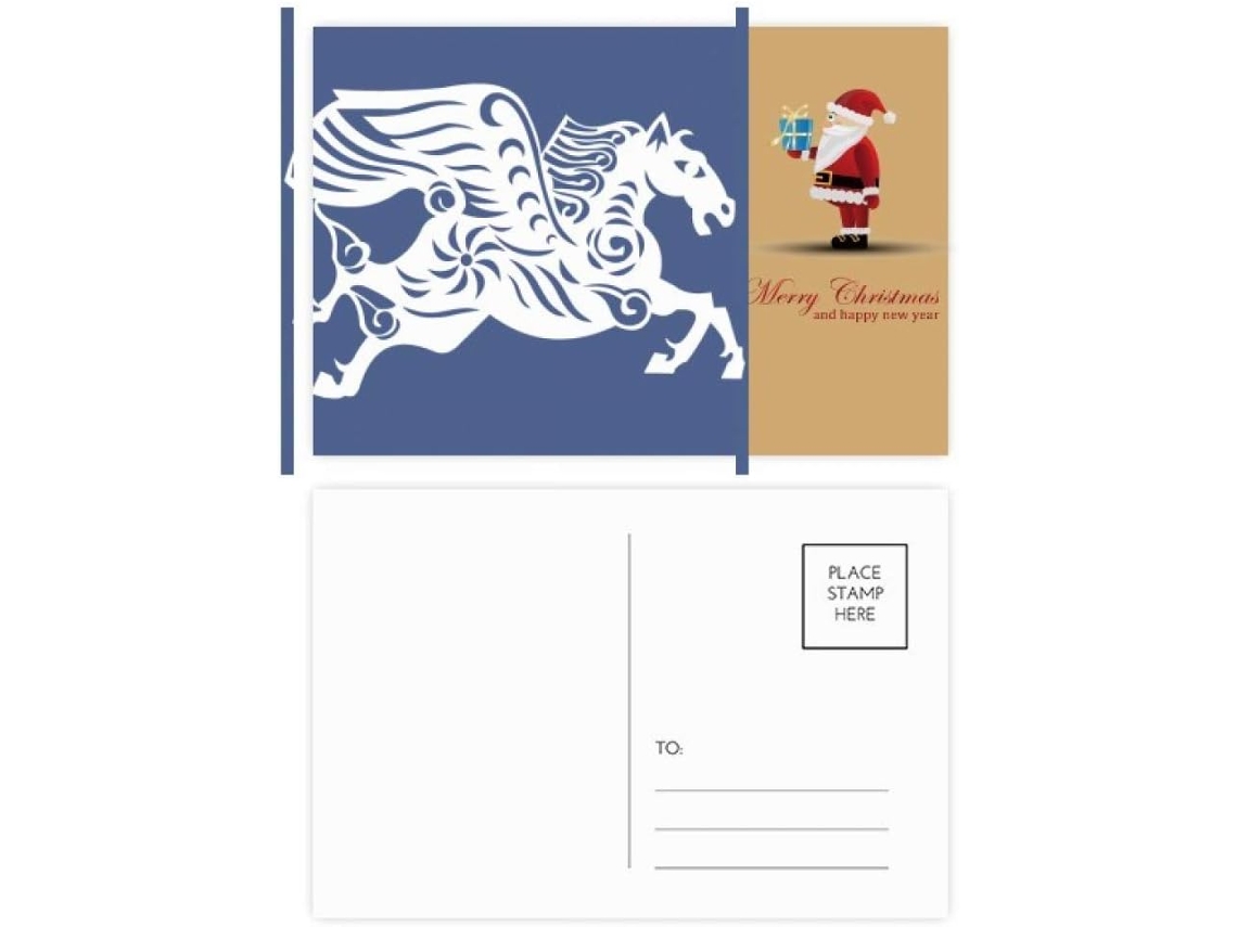 Conjunto de 20 Cartões postais com o Tema do Ano Cavalo no Zodíaco Chinês e Papai Noel. 14,6 X 9,8 Cm