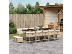 Conjunto 15 Peças Jantar P/Jardim Com Almofadões Que Bege Dkd Home Decor