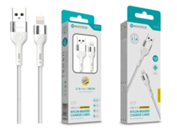 Cabo De Dados Trançado Nylon 3.1a Carregamento Rápido Branco , Lightning Usb , 1.0m