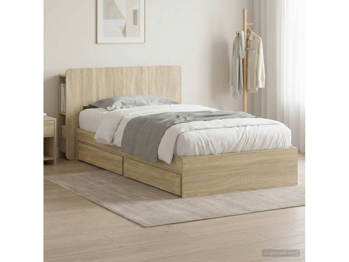 Vidaxl Estrutura De Cama Com Armazenamento Carvalho Sonoma 90 X 190 Cm