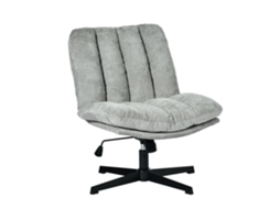 Poltrona de Relaxamento Ajustável e Giratória com Apoio de Braço e Assento Espesso em Chenille Cinza Confod MEUBLES COSY