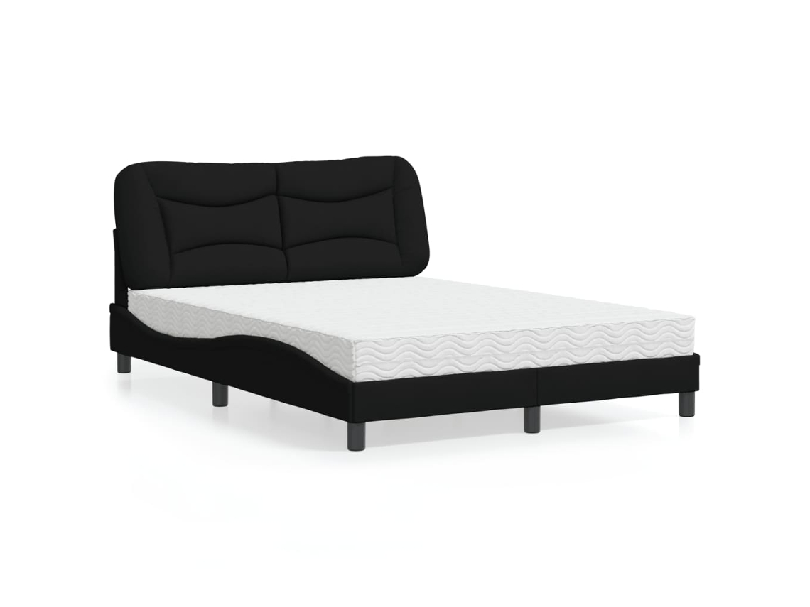 Cama Com Colchão 140x200 Cm Tecido Preto