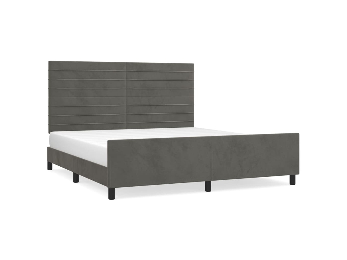 Bed Frame With Headboard, Bed Frames With Headboards Vidaxl Cinzeto Veludo (160 X 200 Cm)