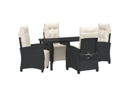 Conjunto 5 De Jantar De Jardim Vidaxl Vime Pe Preto