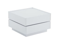 Mesa De Centro Quadrada Com Rotação De 360° Com 2 Gavetas 60x60x38 Cm Branco Mobrio