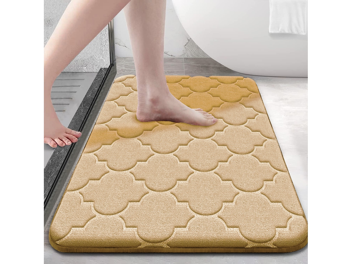 Tapete De Banheiro Em Espuma Viscoelástica Ultramacia E Antiderrapante (marrom Claro) Absorvente E Lavável À Máquina.
