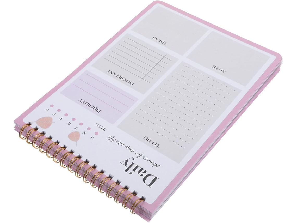 Caderno Diário Com Calendário De Compromissos E Planejamento De Estudos, Leve E Compacto, Formato Prático, Rosa Claro, Gokoco