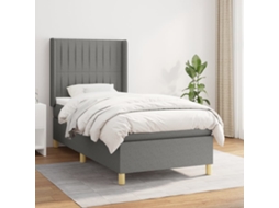 Cama Com Molas/colchão 100x200 Cm Tecido Cinza-escuro
