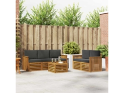 Vidaxl Conjunto De Sofás Para Exterior 6 Unid. Natural E Antracite