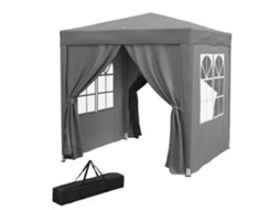 Gazebo dobrável 2x2 m, 4 paredes removíveis, metal e poliéster, cinza ORBITRA COMMERCE