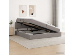 Vidaxl Cama Com Arrumação E Colchão Cinzento-acastanhado 200 X 200 Cm
