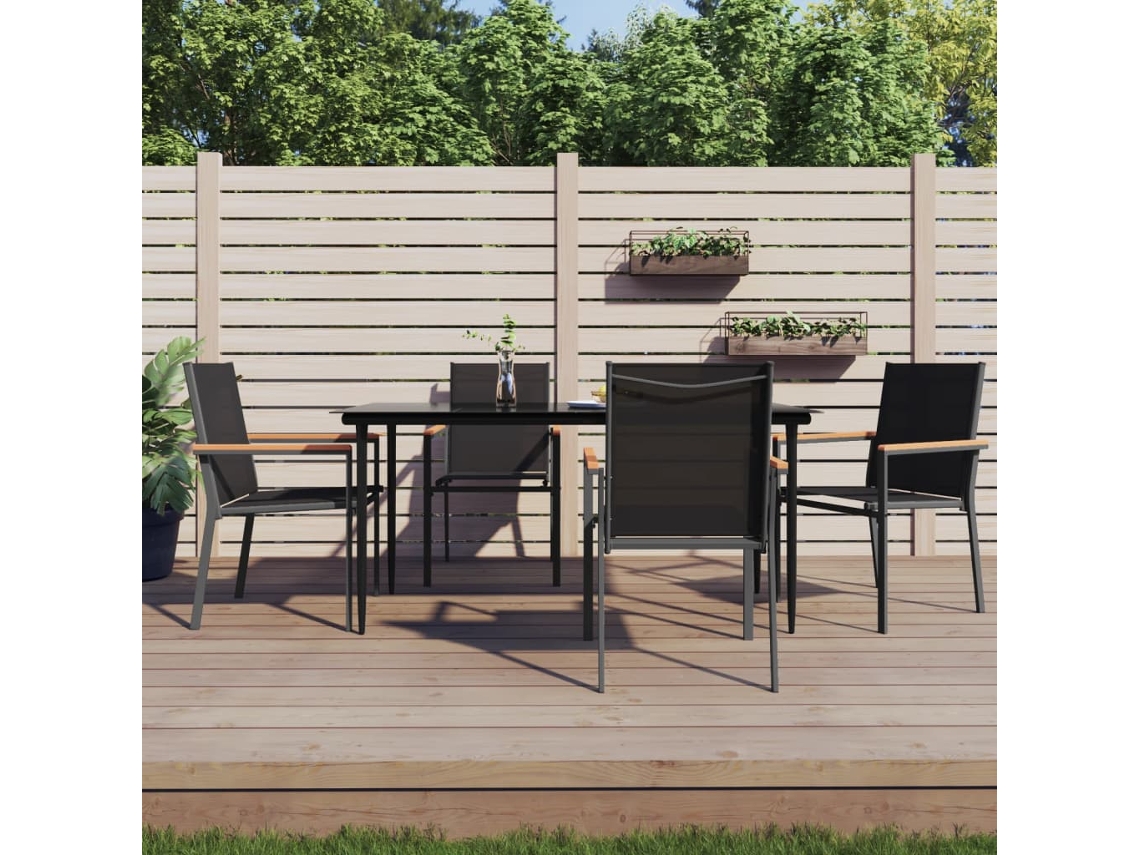 Vidaxl 5 Pcs Conjunto De Jantar Para Jardim Textilene E Aço Preto