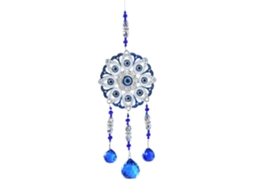 Apanhador de Sol Cristal Olho Grego, Enfeite Pendurado Grande de Flor Azul Olho Grego, Decoração de Janela Criadora Arco, Íris para Casa BRILVIBERA