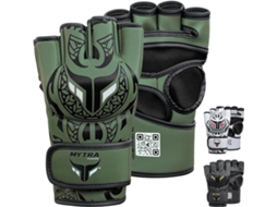 Luvas Mma MYTRA FUSION Polivalentes para Grappling Sparring Et Combate em Gaiola 4 Oz Verde Kaki Tribal