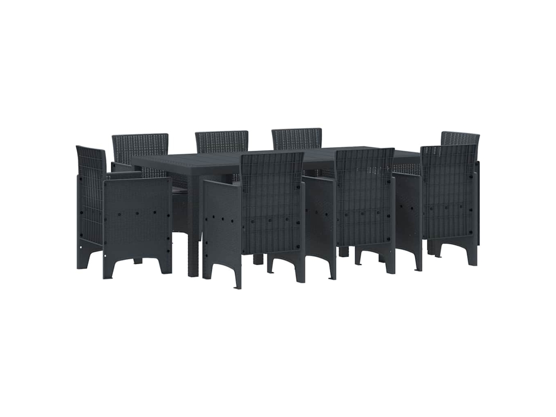 Conjunto 9 Jantar Ao Ar Livre Vidaxl Antracite Polipropileno (200 X 100 X 73 Cm)