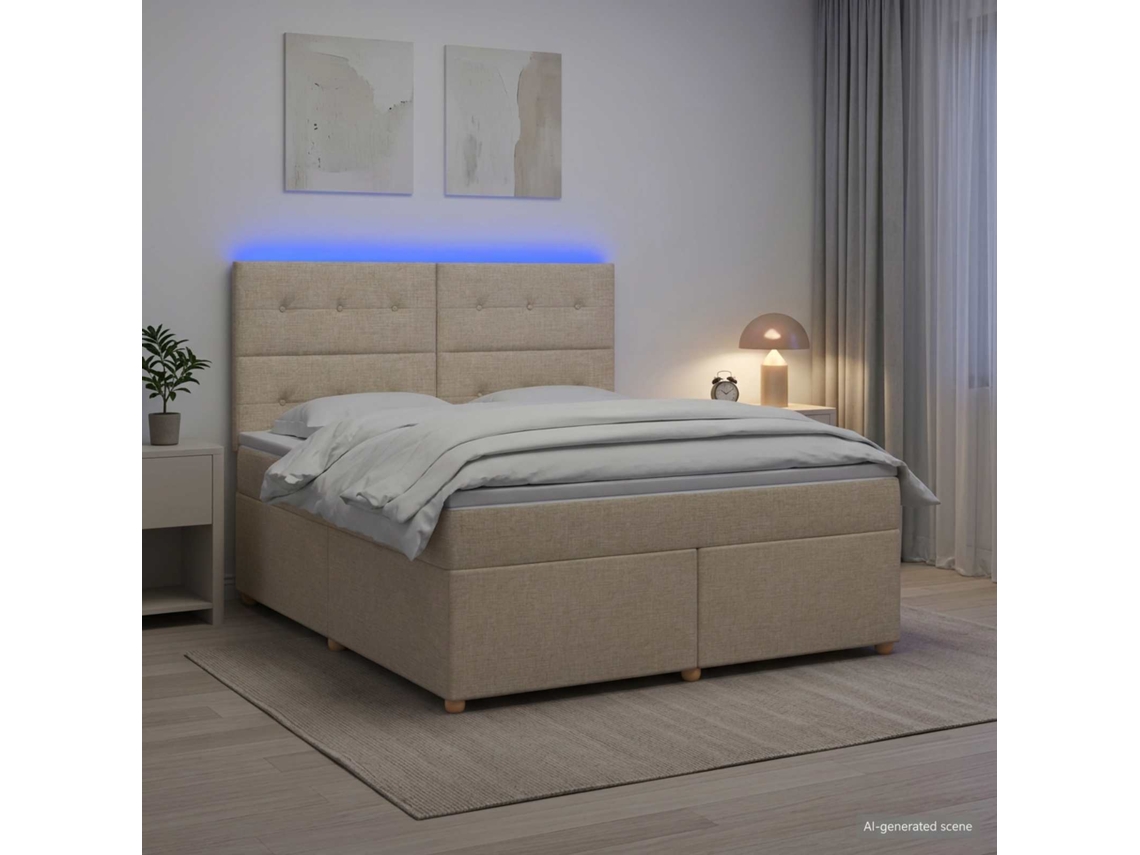 Vidaxl Cama Box Spring Com Colchão Creme 140 X 200 Cm Tecido