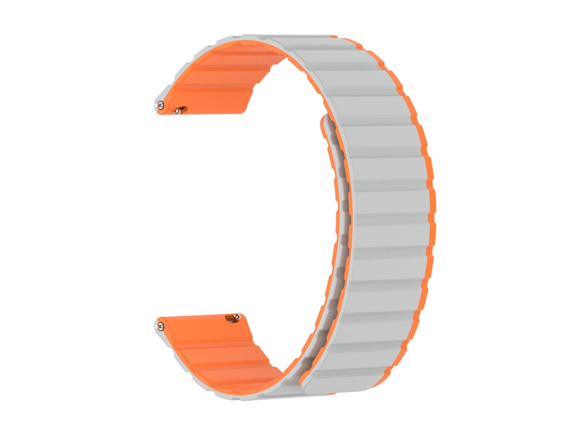 Pulseira magnética de silicone bicolor para Apple Watch e Huawei Watch4, Série Dynamic, Cinza e Laranja, 42 44 45 46 49 mm