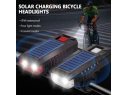Branco Farol Bicicleta Recarregável Energia Solar Led Super Brilho 4000mah Ipx5 4 Modos Buzina 120db Ciclismo Noturno