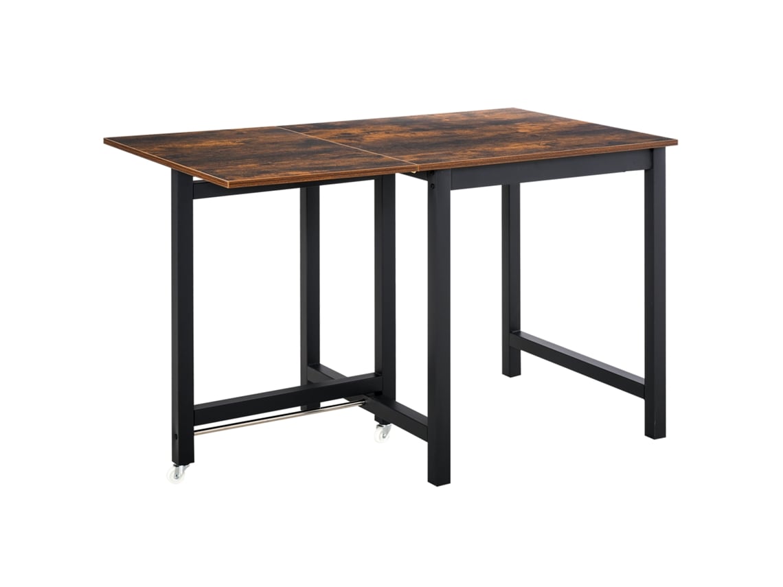 Mesa De Jantar Dobrável, Mesa Industrial, Desmontável, Feita De Metal E Madeira, Economiza Espaço, Marrom