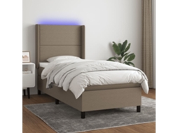 Cama Box Spring Colchão/led 90x190cm Tecido Cinza-acastanhado