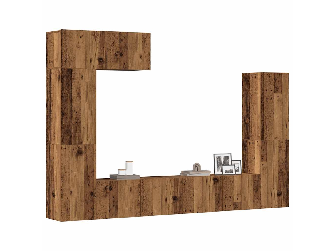 Conjunto De Armário Tv De Parede 5 Pcs Madeira Madeira Velha Dkd Home Decor