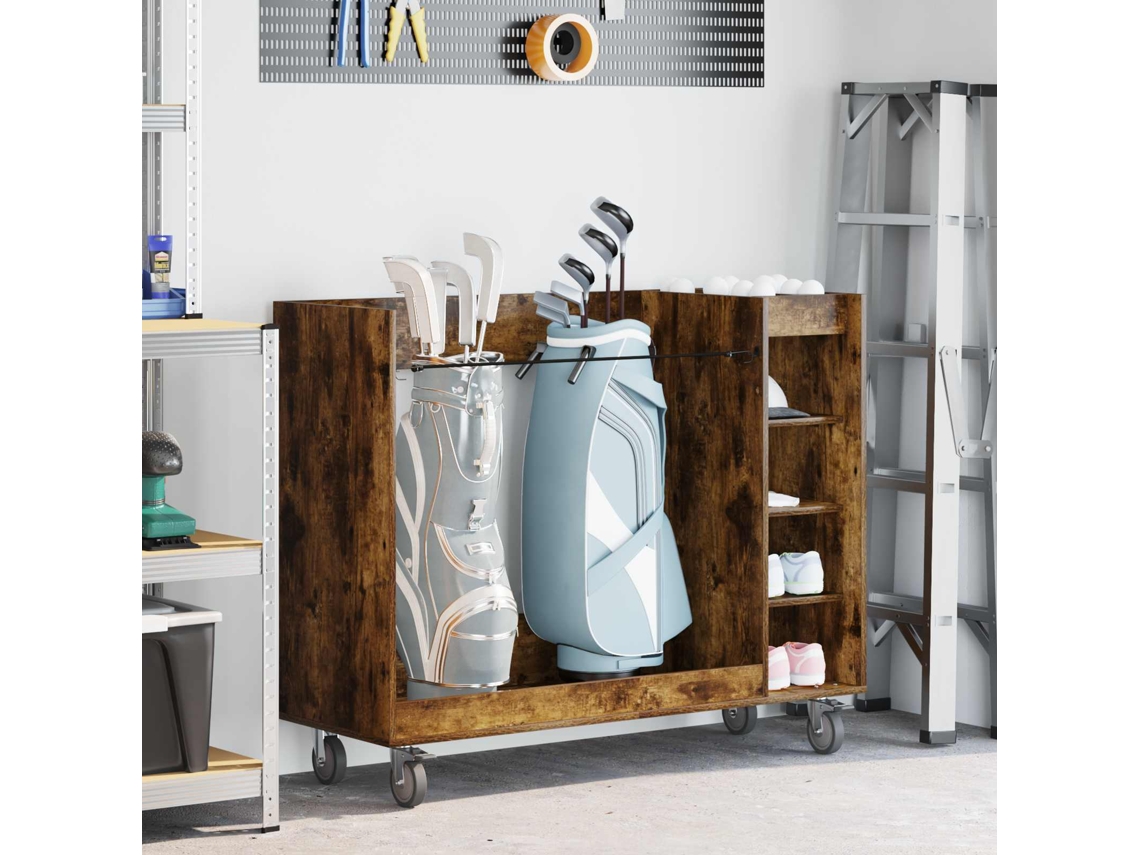 Vidaxl Armário De Golfe Com Roda Carvalho Defumado 120 X 45 X 98 Cm
