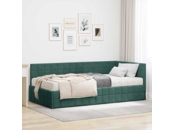Vidaxl Estrutura De Cama De Canto Com Colchão 2 Unid. Verde Veludo