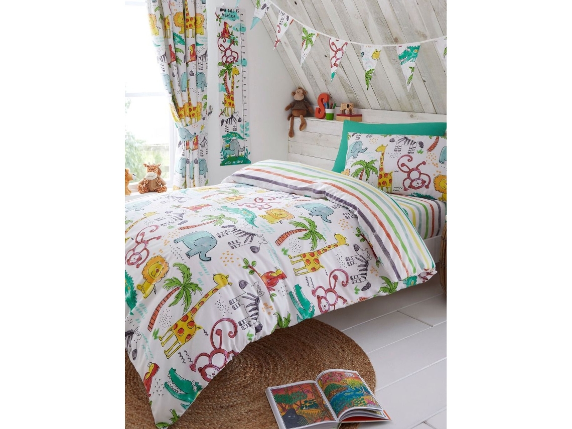 Conjunto De Colcha Jungle Fun Júnior Multicolorido