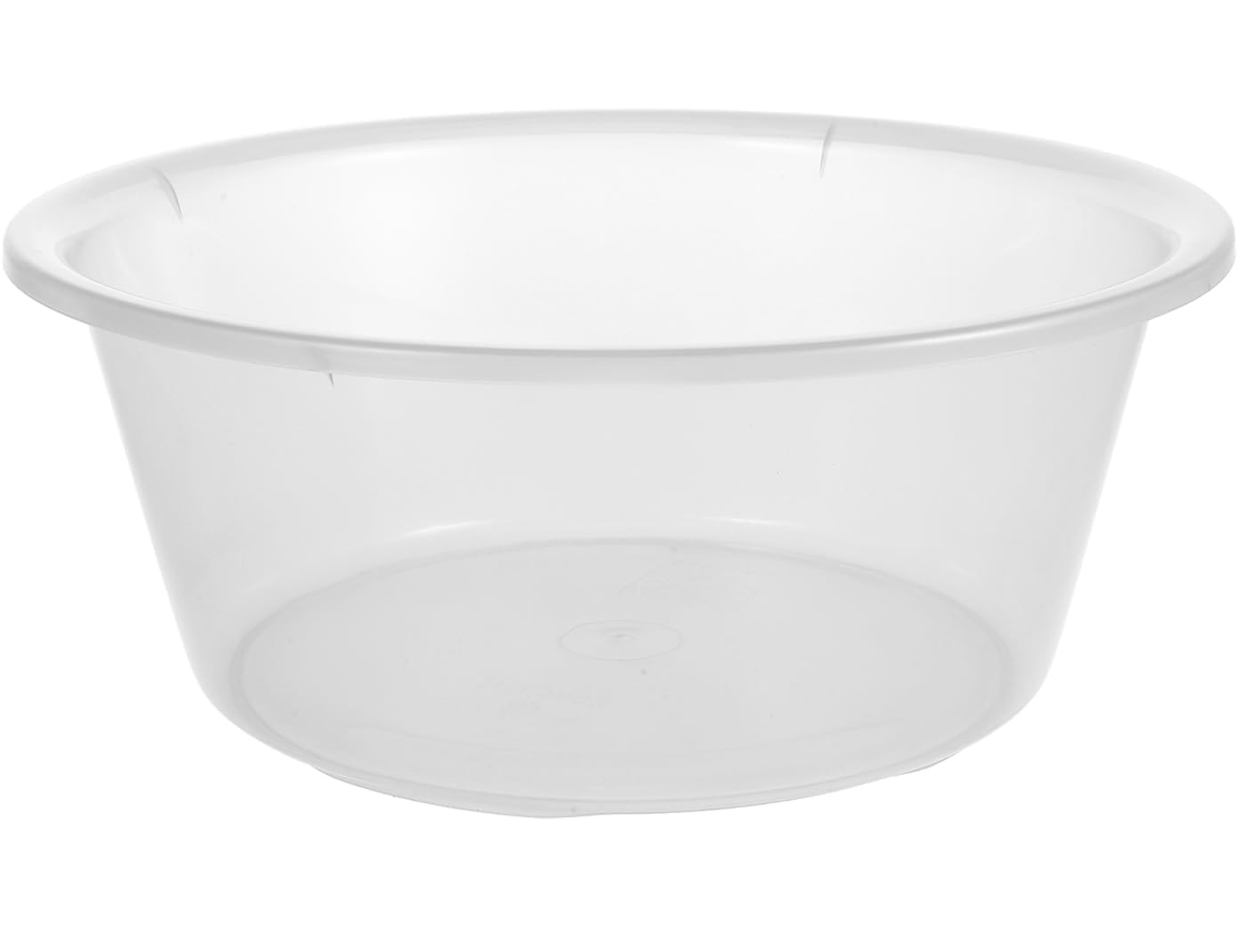Bacia de plástico transparente com grande capacidade para lavar os pés, segura e prática.