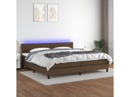 Vidaxl Cama Box Spring C/ Colchão/led 200x200cm Tecido Castanho escuro