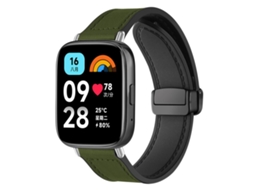 Bracelete Para Redmi Watch 3 Active / Lite - Fivela Magnética - Estampa Crazy Horse Verde-exército
