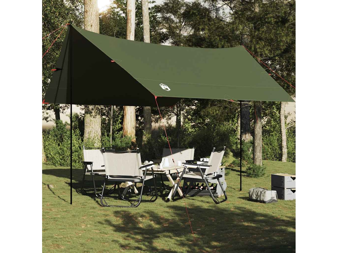 Vidaxl Lona De Campismo 438x376x212 Cm Impermeável Verde Azeitona