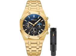 Lurelia Relógio Masculino, Movimento De Quartzo, Data/calendário, Luminoso, Aço Inoxidável, Branco, Dourado