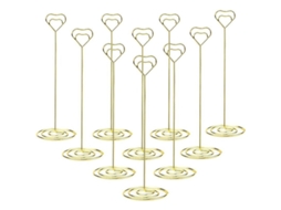 10 Peças De Suportes De Cartões De Mesa Com Clip Coração 22cm Prata Para Casamentos, Festas, Escritório