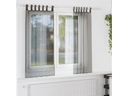 Vidaxl Cortinas De Voile Com Aba 2 Pcs Preto